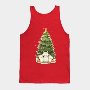 Festive Fox Trio Beneath the Christmas Tree Tank Top